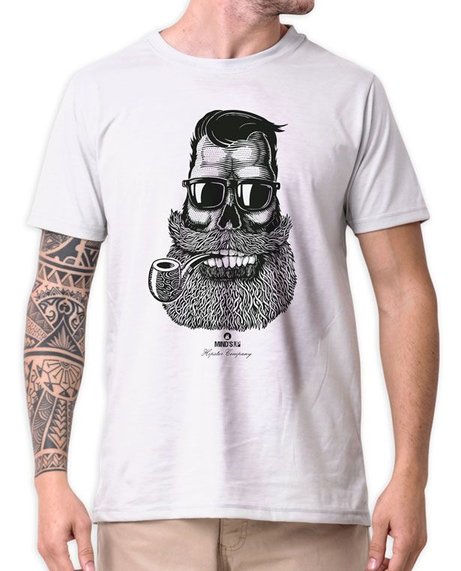 Camiseta Tshirt Estampada Cara Barbudo Hipster